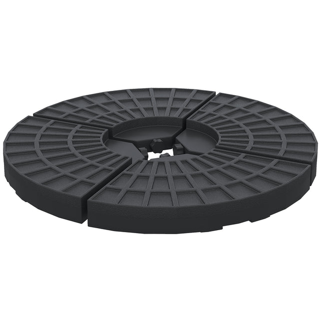 Set of 4 Portable Parasol Base Weights with HDPE Plastic Construction - Black