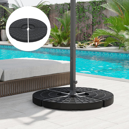 Set of 4 Portable Parasol Base Weights with HDPE Plastic Construction - Black