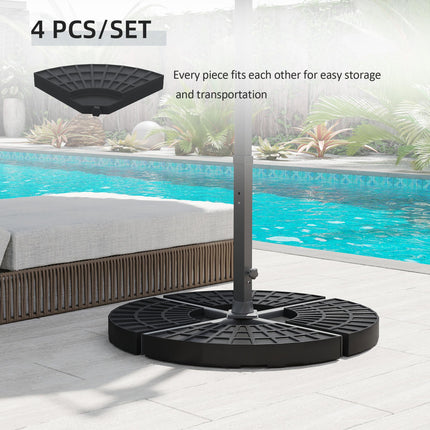 Set of 4 Portable Parasol Base Weights with HDPE Plastic Construction - Black