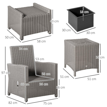5 Pieces Outdoor PE Rattan Garden Furniture with Cushions, Patio Lounge Adjustab