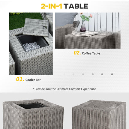 5 Pieces Outdoor PE Rattan Garden Furniture with Cushions, Patio Lounge Adjustab