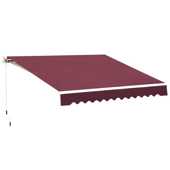 Manual Retractable Patio Awning 2.95 x 2.5m Water-Resistant Polyester - Red