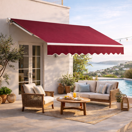 Manual Retractable Patio Awning 2.95 x 2.5m Water-Resistant Polyester - Red