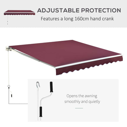Manual Retractable Patio Awning 2.95 x 2.5m Water-Resistant Polyester - Red
