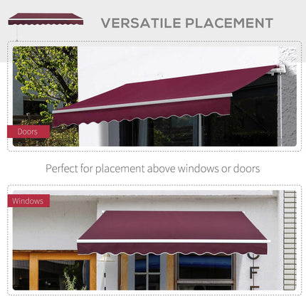 Manual Retractable Patio Awning 2.95 x 2.5m Water-Resistant Polyester - Red