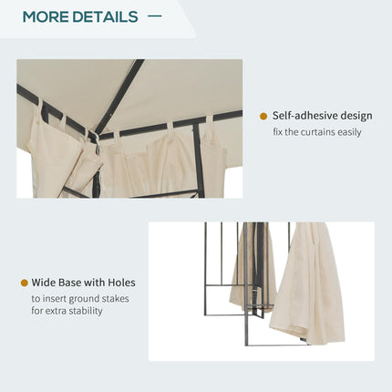 3 x 3 Metre Metal Garden Gazebo with Removable Sidewalls - Beige