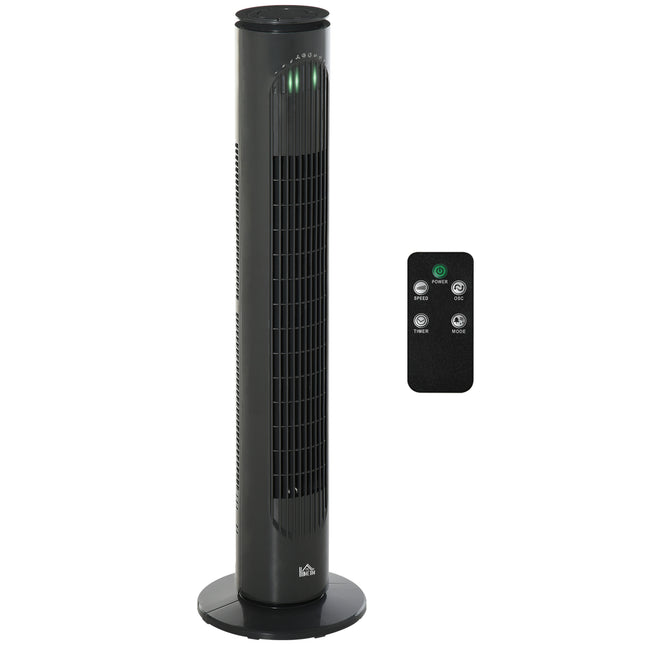 30'' Freestanding Tower Fan with 3 Speeds, 3 Modes, 10h Timer & 70° Oscillation - Dark Grey