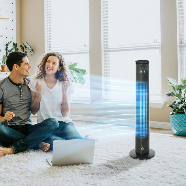 30'' Freestanding Tower Fan with 3 Speeds, 3 Modes, 10h Timer & 70° Oscillation - Dark Grey