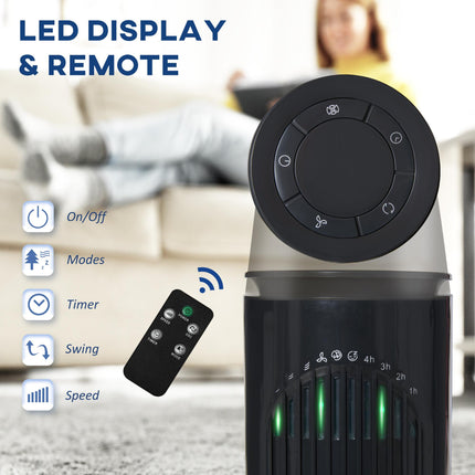 30'' Freestanding Tower Fan with 3 Speeds, 3 Modes, 10h Timer & 70° Oscillation - Dark Grey