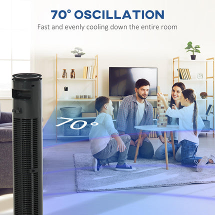 30'' Freestanding Tower Fan with 3 Speeds, 3 Modes, 10h Timer & 70° Oscillation - Dark Grey
