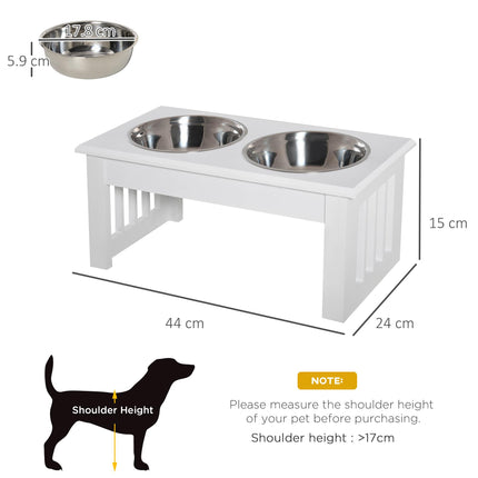 Stainless Steel Elevated Pet Feeder 43.7x24x15 cm with Double Bowls - White