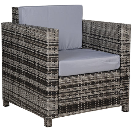 Outdoor Grey Rattan Armchair with Fire-Resistant Cushions - Grey
