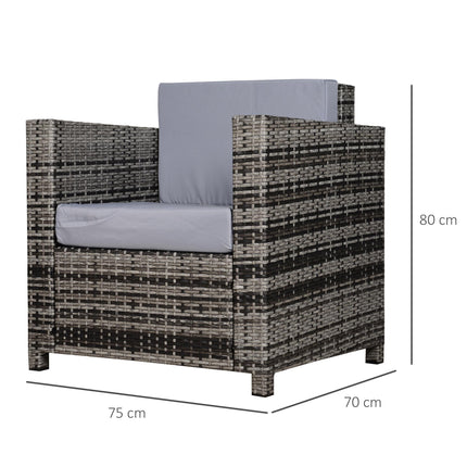 Outdoor Grey Rattan Armchair with Fire-Resistant Cushions - Grey