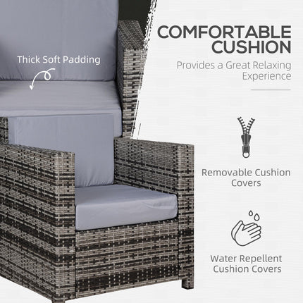 Outdoor Grey Rattan Armchair with Fire-Resistant Cushions - Grey