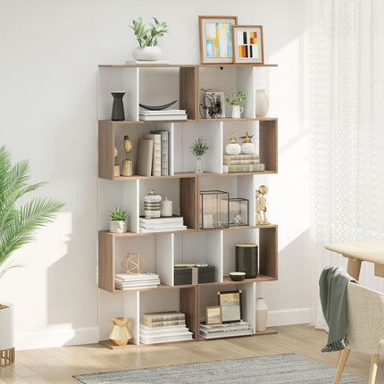 5-Tier S Shape Bookcase Storage Display Shelving Unit Divider - White