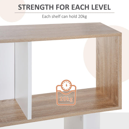 5-Tier S Shape Bookcase Storage Display Shelving Unit Divider - White