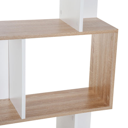 5-Tier S Shape Bookcase Storage Display Shelving Unit Divider - White