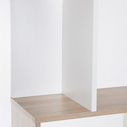 5-Tier S Shape Bookcase Storage Display Shelving Unit Divider - White