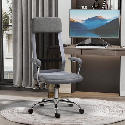 High Back Linen-Feel Mesh Office Chair with Armrests and Wheels for Desk - Grey