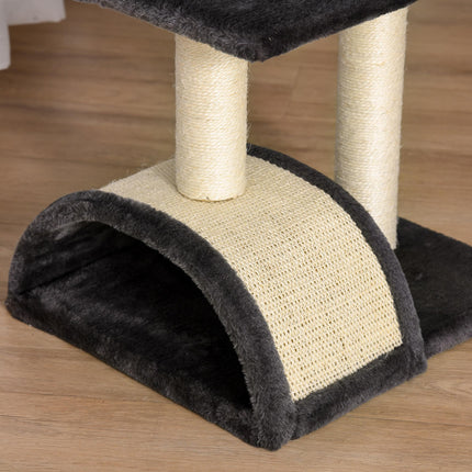 72cm Cat Tree Tower with Sisal Scratching Posts, Arc Pad & Hanging Ball Toy - Grey