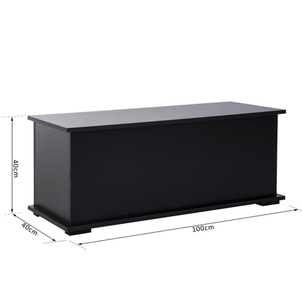 Wooden Storage Chest Bench Seat Ottoman with Lid for Clothes Toys Bedding - Black