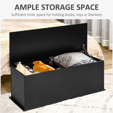 Wooden Storage Chest Bench Seat Ottoman with Lid for Clothes Toys Bedding - Black