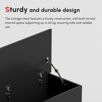 Wooden Storage Chest Bench Seat Ottoman with Lid for Clothes Toys Bedding - Black