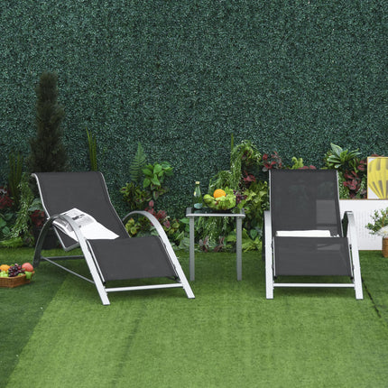 Three-Piece Curved Sun Lounger Set - Black