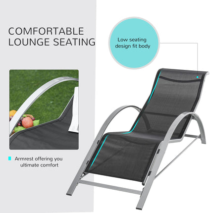 Three-Piece Curved Sun Lounger Set - Black