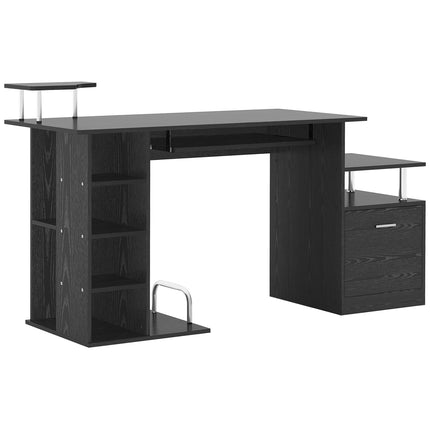 Computer Desk PC Workstation with Drawer, Shelves & CPU Storage Rack - Black