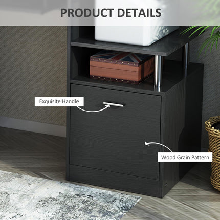Computer Desk PC Workstation with Drawer, Shelves & CPU Storage Rack - Black