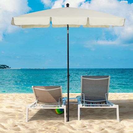 Aluminium Sun Umbrella Parasol 2M x 1.25M with Tilt Mechanism - Cream White