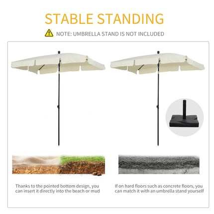 Aluminium Sun Umbrella Parasol 2M x 1.25M with Tilt Mechanism - Cream White