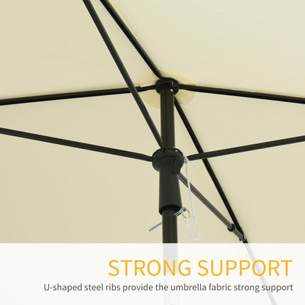 Aluminium Sun Umbrella Parasol 2M x 1.25M with Tilt Mechanism - Cream White