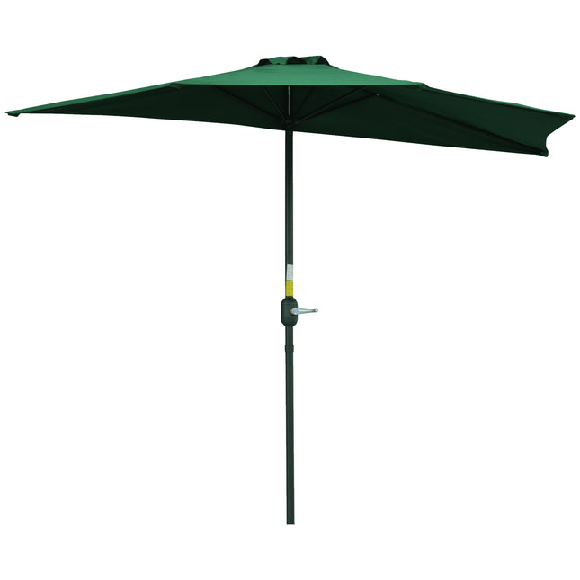 3 Metre Half Parasol with Metal Frame and Crank Handle - Green