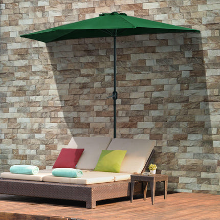 3 Metre Half Parasol with Metal Frame and Crank Handle - Green