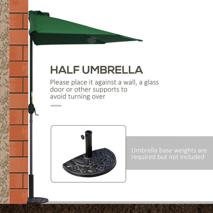 3 Metre Half Parasol with Metal Frame and Crank Handle - Green