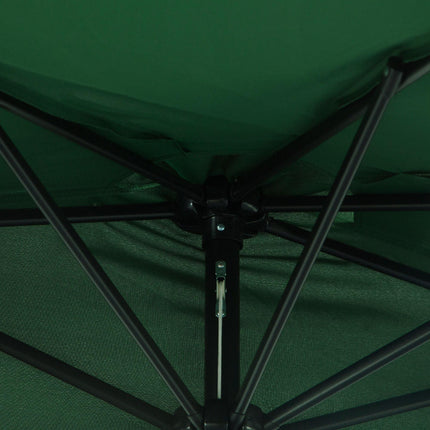 3 Metre Half Parasol with Metal Frame and Crank Handle - Green