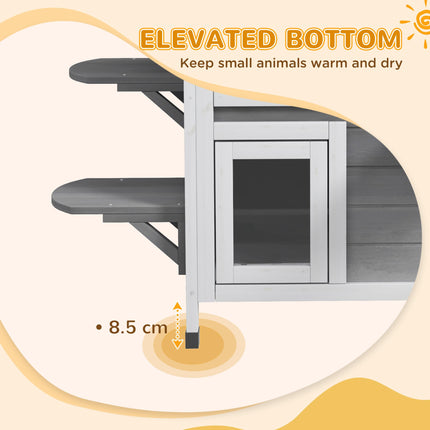 Solid Wood Waterproof Outdoor 2-Floor Cat Condo Villa - Grey