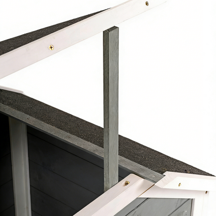 Solid Wood Waterproof Outdoor 2-Floor Cat Condo Villa - Grey