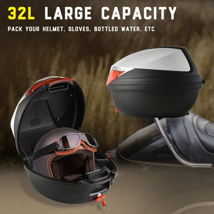 32L Motorcycle Tail box Helmet Top Case Motorbike Luggage Storage Trunk Carrier