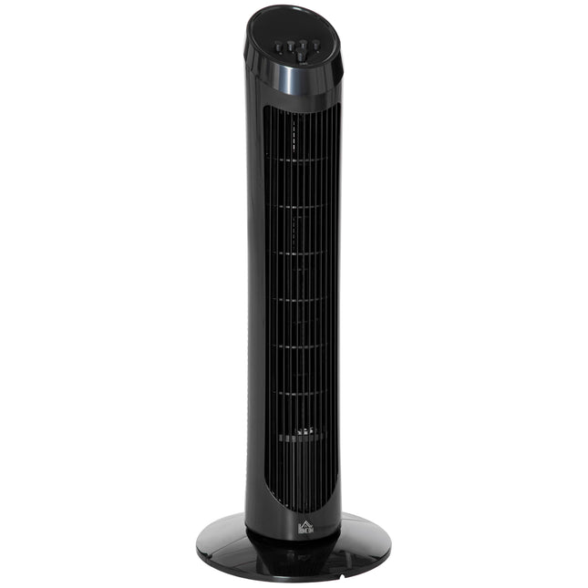 30" Oscillating Tower Fan 3-Speed Ultra Slim Indoor Cooling with Noise Reduction - Black