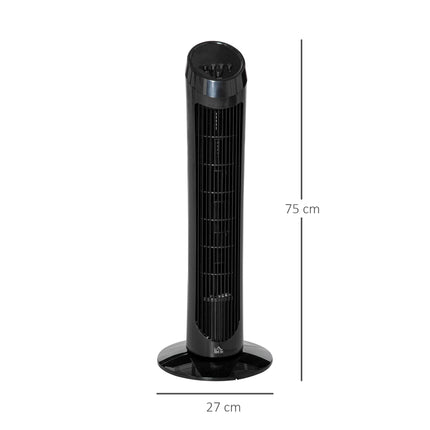 30" Oscillating Tower Fan 3-Speed Ultra Slim Indoor Cooling with Noise Reduction - Black