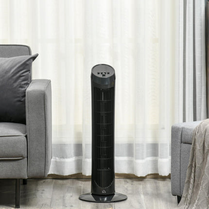 30" Oscillating Tower Fan 3-Speed Ultra Slim Indoor Cooling with Noise Reduction - Black