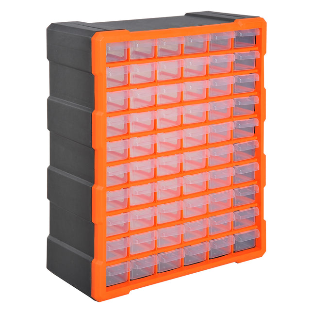60 Drawer Wall Mount Parts Organizer Storage Cabinet for Nuts Bolts Tools - Orange