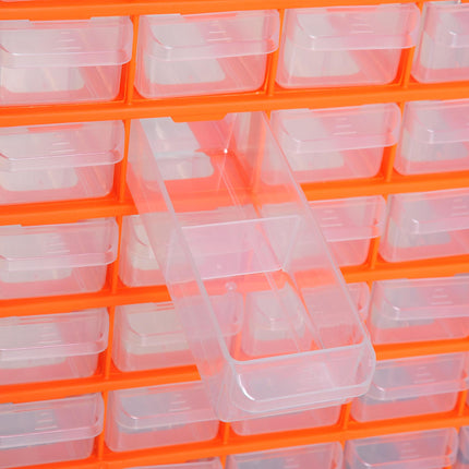 60 Drawer Wall Mount Parts Organizer Storage Cabinet for Nuts Bolts Tools - Orange