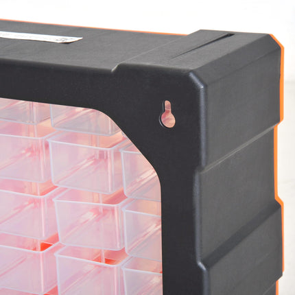 60 Drawer Wall Mount Parts Organizer Storage Cabinet for Nuts Bolts Tools - Orange