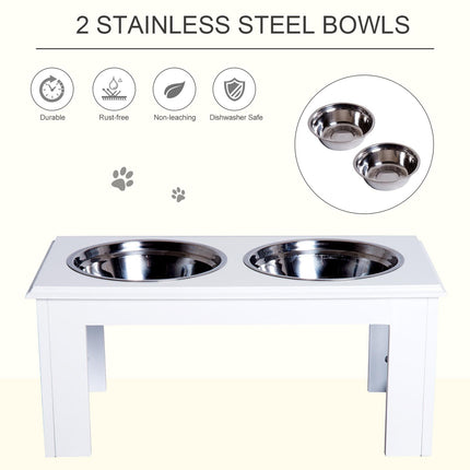Stainless Steel Elevated Pet Feeder 58.4x30.5x25.4 cm - White
