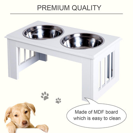 Stainless Steel Elevated Pet Feeder 58.4x30.5x25.4 cm - White