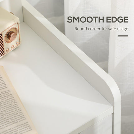 2 Drawer Bedside Table with Storage Shelves - White
